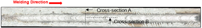 Bead appearance of part welded under conventional conditions