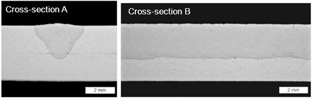 Cross-section of part welded using new technology